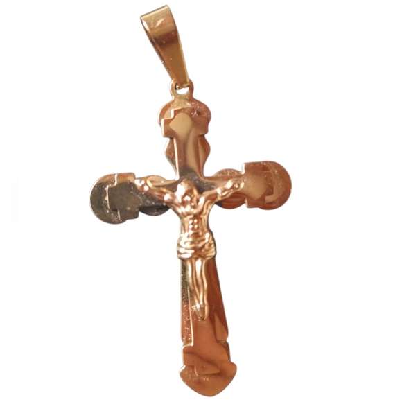 Accessories - Stainless Steel Gold Crucifix Pendant New